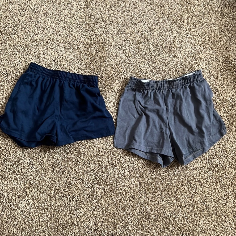 2 pairs soffe shorts gray and navy blue size xsmall